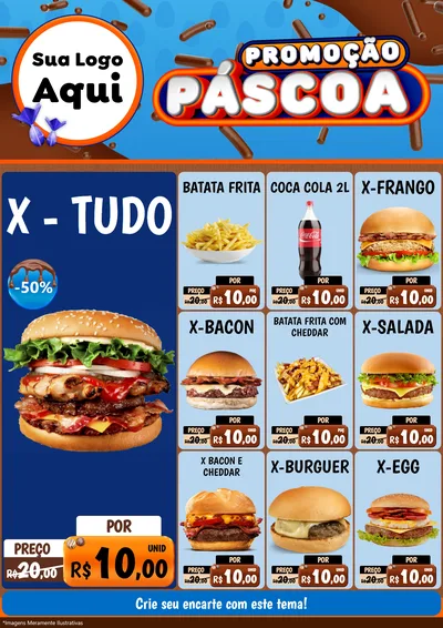 Modelo de Encarte para Encarte A4 Vertical com o tema Promoção Páscoa para Hamburgueria