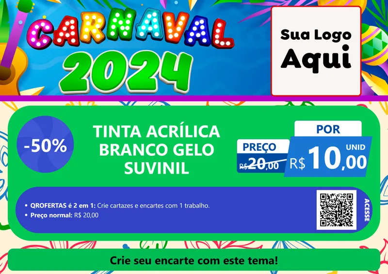 Modelo de Cartaz para Cartaz A4 Horizontal com o tema Carnaval 2027 para Tintas e Ferramentas