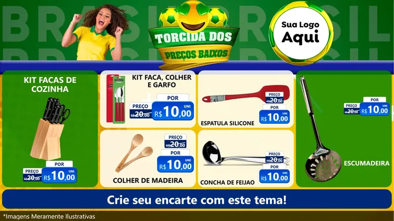 Modelo de TV para TV Horizontal com o tema Torcida dos Preços Baixos - Copa para Utilidades Domésticas