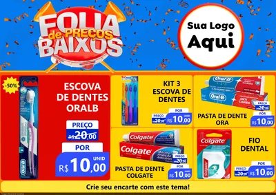 Modelo de Encarte para Encarte A4 Horizontal com o tema Folia de Preços Baixos para Higiene Pessoal
