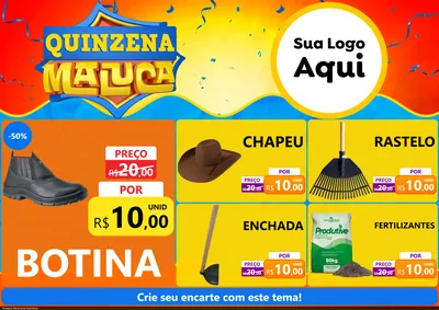Modelo de Encarte para Encarte A4 Horizontal com o tema Quinzena Maluca para Agropecuária