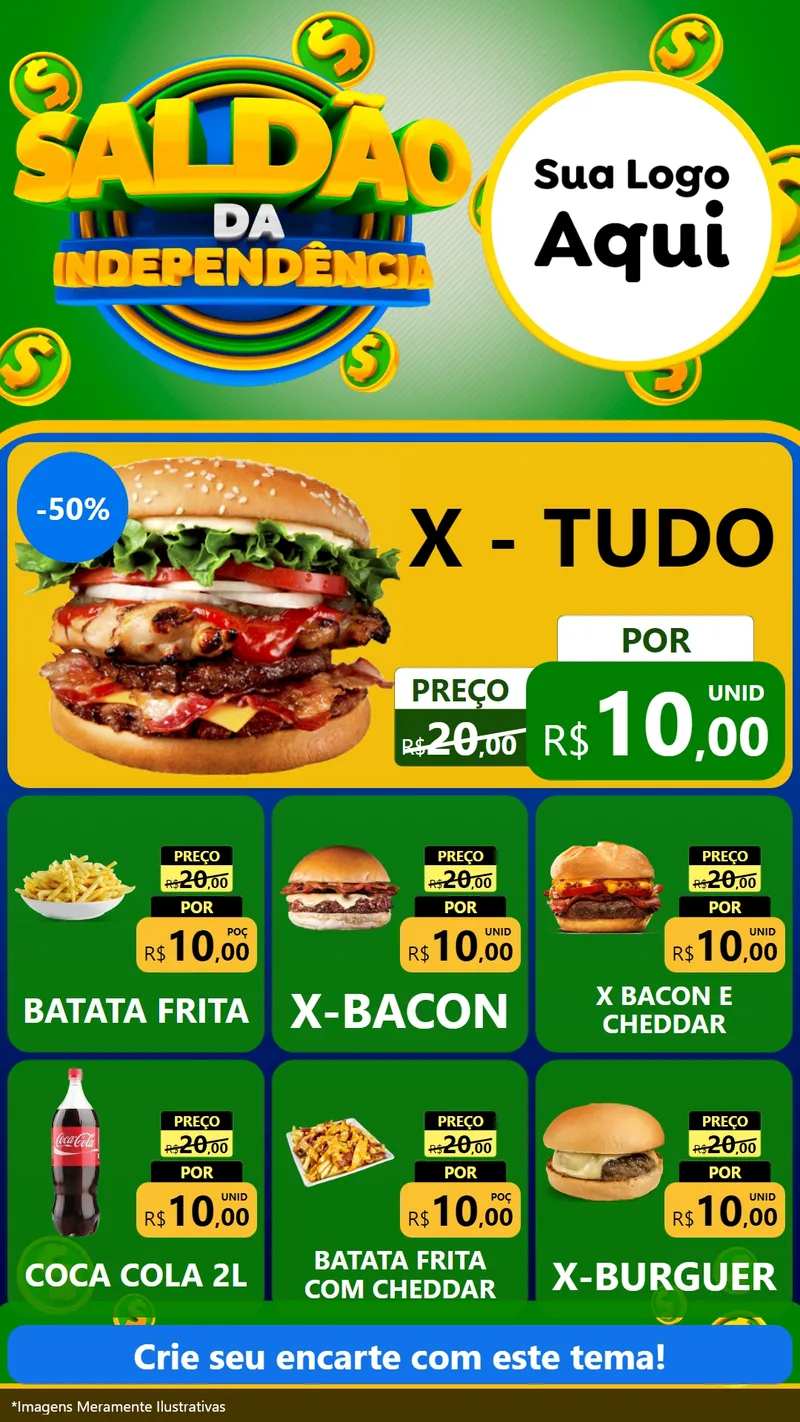Modelo de Rede Social para Stories com o tema Saldão da Indepêndencia para Hamburgueria