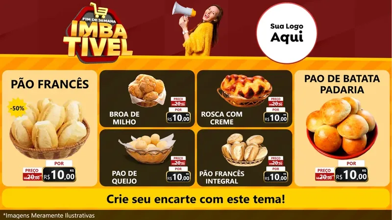 Modelo de TV para TV Horizontal com o tema Fim de Semana Imbatível para Padaria