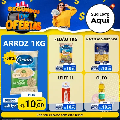 Modelo de Rede Social para Feed Facebook com o tema Segundou de Ofertas para Supermercado