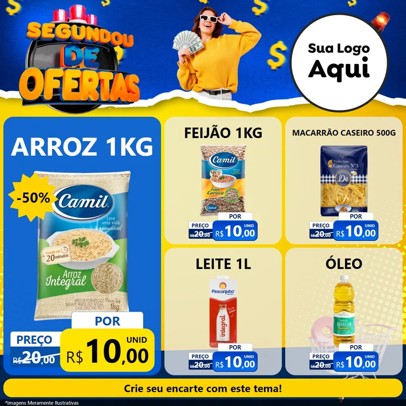 Modelo de Rede Social para Feed Facebook com o tema Segundou de Ofertas para Supermercado