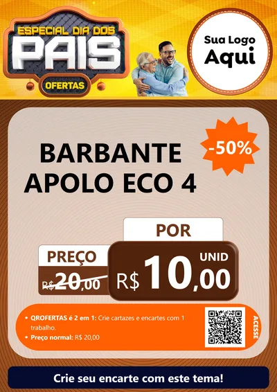 Modelo de Cartaz para Cartaz A4 Vertical com o tema Especial Dia dos Pais para Armarinho e Aviamentos