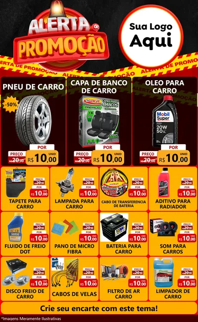 Modelo de Encarte para Encarte Grande com o tema Alerta de Promoção para Auto peças