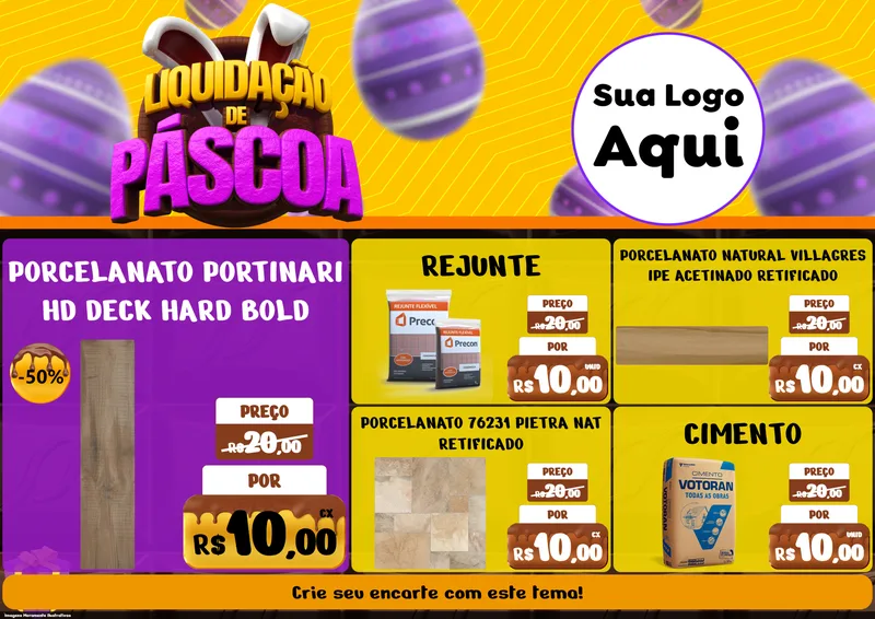 Modelo de Encarte para Encarte A4 Horizontal com o tema Liquidação de Páscoa para Pisos e revestimentos