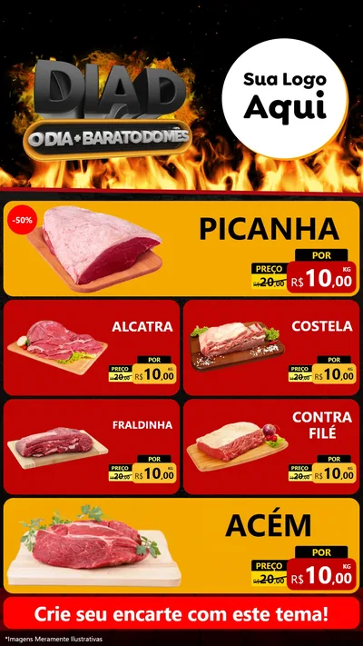Modelo de TV para TV Vertical com o tema Dia D, O Dia Mais Barato Do Mês para Açougue