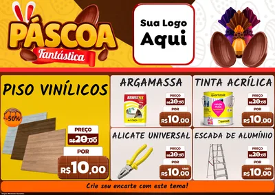 Modelo de Encarte para Encarte A4 Horizontal com o tema Páscoa Fantástica para Material para Construção