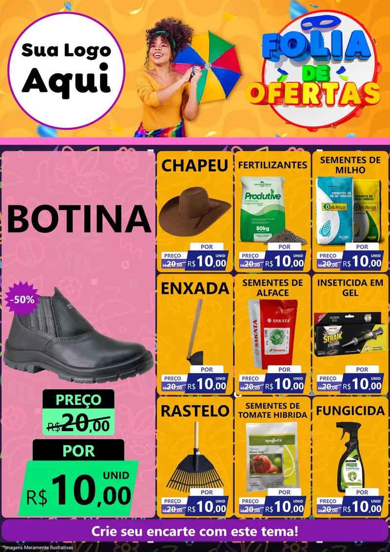 Modelo de Encarte para Encarte A4 Vertical com o tema Folia de Ofertas para Agropecuária