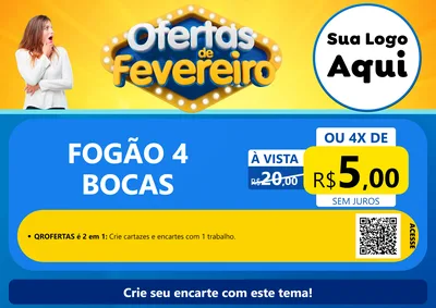 Modelo de Cartaz para Cartaz A4 Horizontal com o tema Ofertas de Fevereiro para Móveis e Eletro