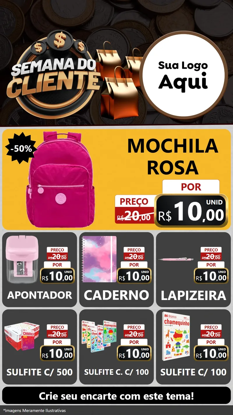 Modelo de Rede Social para Stories com o tema Semana do Cliente para Papelaria