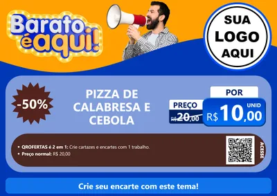Modelo de Cartaz para Cartaz A4 Horizontal com o tema Barato é aqui para Pizzaria