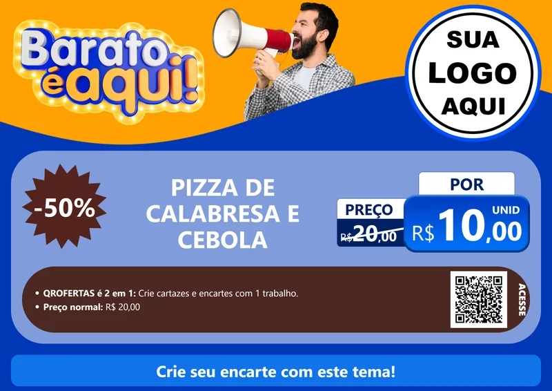 Modelo de Cartaz para Cartaz A4 Horizontal com o tema Barato é aqui para Pizzaria
