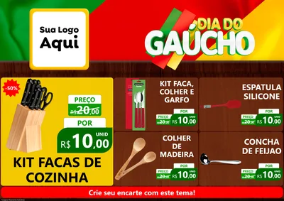 Modelo de Encarte para Encarte A4 Horizontal com o tema Dia do Gaúcho para Utilidades Domésticas