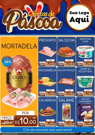 Modelo de Encarte para Encarte A4 Vertical com o tema Ofertas de Páscoa para Frios e Laticínios