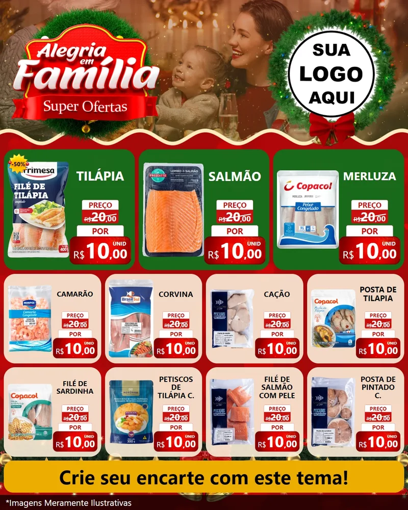 Modelo de Rede Social para Feed Instagram com o tema Alegria Em Família - Super Ofertas para Peixaria