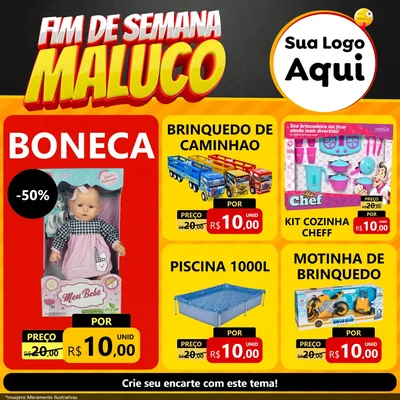 Modelo de Rede Social para Feed Facebook com o tema Final de Semana Maluco para Brinquedos