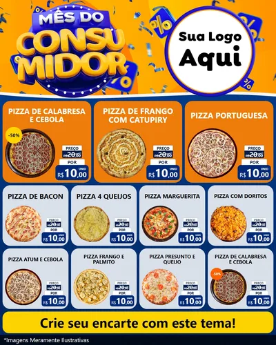 Modelo de Rede Social para Feed Instagram com o tema Mês do Consumidor para Pizzaria