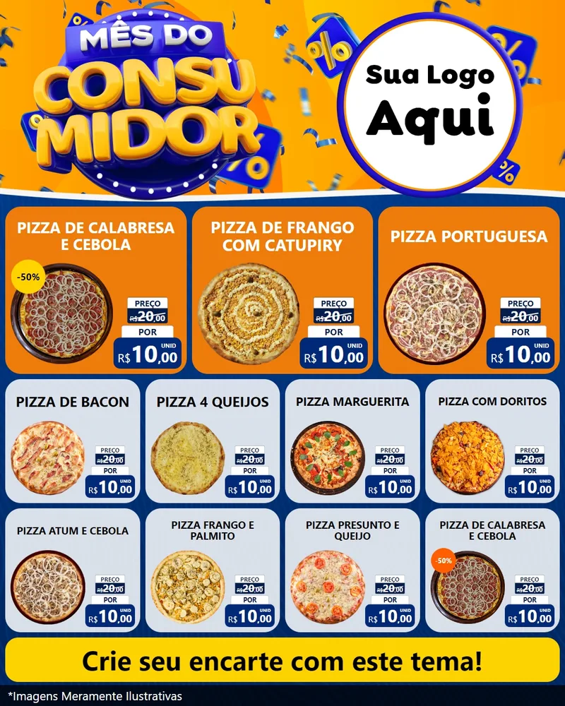 Modelo de Rede Social para Feed Instagram com o tema Mês do Consumidor para Pizzaria