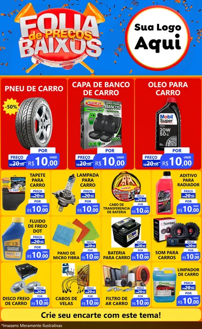 Modelo de Encarte para Encarte Grande com o tema Folia de Preços Baixos para Auto peças