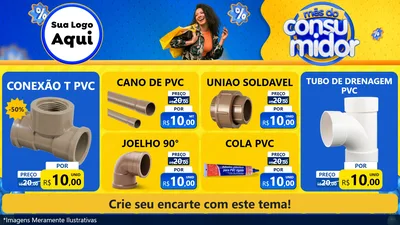 Modelo de TV para TV Horizontal com o tema Mês do Consumidor para Tubos e conexões