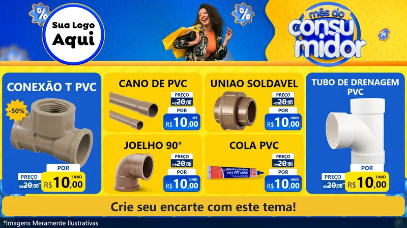 Modelo de TV para TV Horizontal com o tema Mês do Consumidor para Tubos e conexões