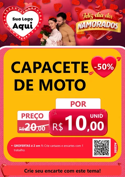 Modelo de Cartaz para Cartaz A4 Vertical com o tema Feliz Dia Dos Namorados para Moto peças
