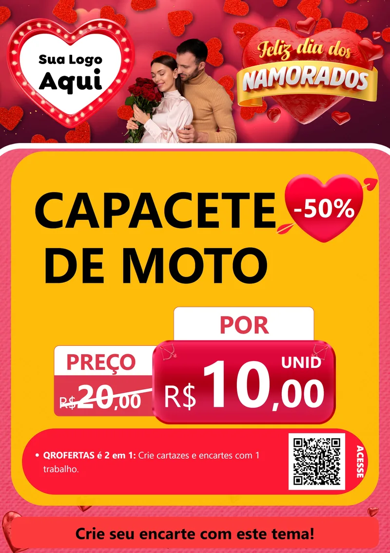 Modelo de Cartaz para Cartaz A4 Vertical com o tema Feliz Dia Dos Namorados para Moto peças