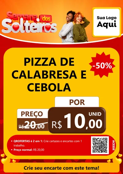 Modelo de Cartaz para Cartaz A4 Vertical com o tema Semana dos Solteiros para Pizzaria