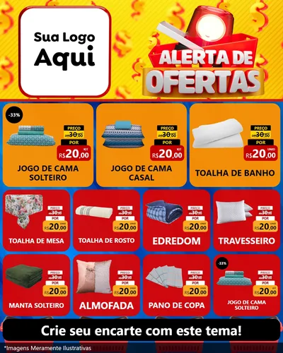 Modelo de Rede Social para Feed Instagram com o tema Alerta de Ofertas para Cama, Mesa e Banho