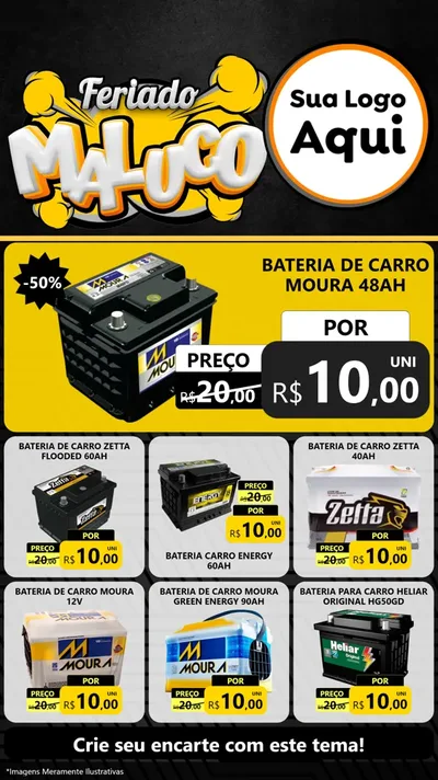Modelo de Rede Social para Stories com o tema Feriado Maluco para Baterias Elétricas