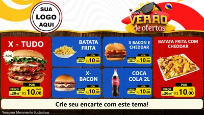 Modelo de TV para TV Horizontal com o tema Super Verão de Ofertas para Hamburgueria