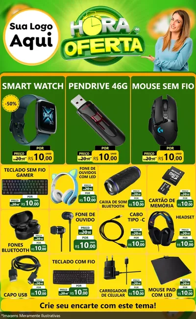 Modelo de Encarte para Encarte Grande com o tema Hora da Oferta para Informática