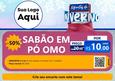 Modelo de Cartaz para Cartaz A4 Horizontal com o tema Ofertas de Inverno para Produtos de Limpeza