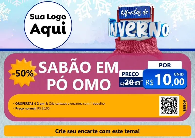 Modelo de Cartaz para Cartaz A4 Horizontal com o tema Ofertas de Inverno para Produtos de Limpeza