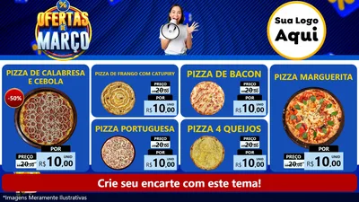 Modelo de TV para TV Horizontal com o tema Ofertas de Março para Pizzaria
