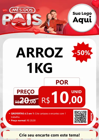 Modelo de Cartaz para Cartaz A4 Vertical com o tema Mês dos Pais para Supermercado