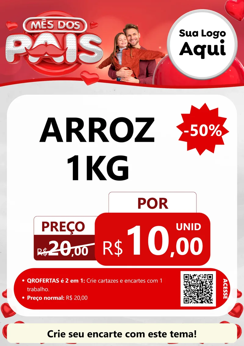 Modelo de Cartaz para Cartaz A4 Vertical com o tema Mês dos Pais para Supermercado