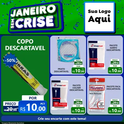 Modelo de Rede Social para Feed Facebook com o tema Janeiro Sem Crise para Embalagens