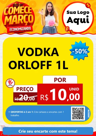 Modelo de Cartaz para Cartaz A4 Vertical com o tema Comece Março Economizando para Distribuidora de bebidas
