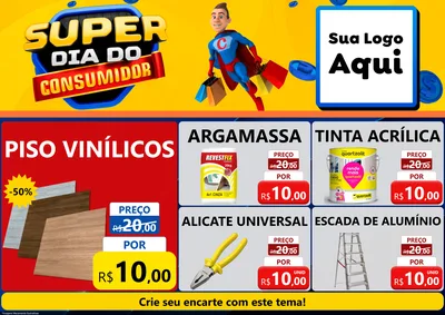 Modelo de Encarte para Encarte A4 Horizontal com o tema Super Dia do Consumidor para Material para Construção
