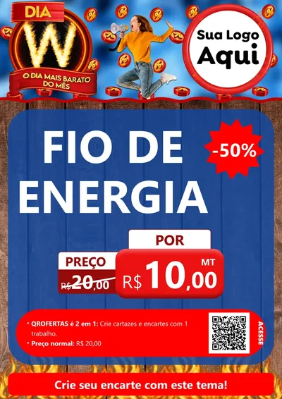 Modelo de Cartaz para Cartaz A4 Vertical com o tema Dia W - O Dia Mais Barato Do Mês para Materiais Elétricos