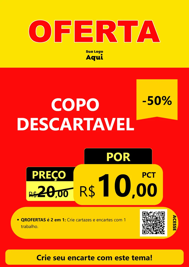 Modelo de Cartaz para Cartaz A4 Vertical com o tema OFERTA - Vermelho Cartaz para Embalagens