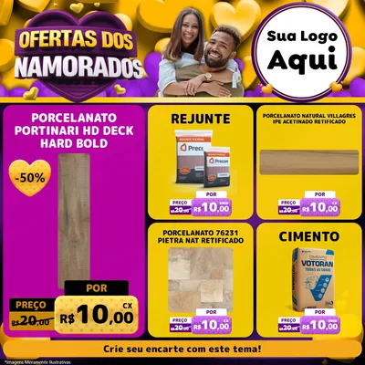 Modelo de Rede Social para Feed Facebook com o tema Oferta Dos Namorados para Pisos e revestimentos