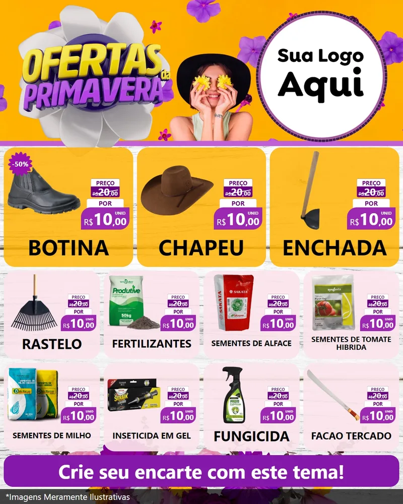 Modelo de Rede Social para Feed Instagram com o tema Ofertas Da Primavera para Agropecuária