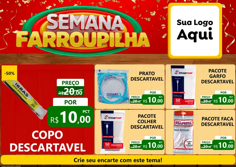 Modelo de Encarte para Encarte A4 Horizontal com o tema Semana Farroupilha para Embalagens