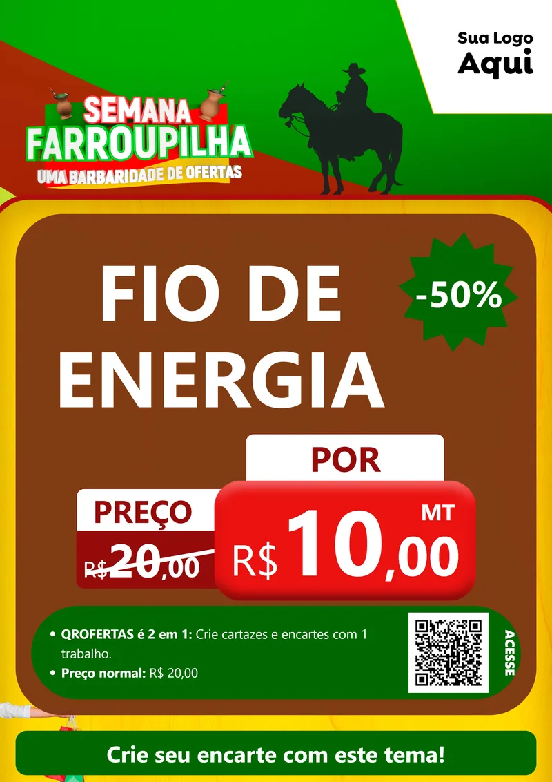 Modelo de Cartaz para Cartaz A4 Vertical com o tema Semana Farroupilha - Uma Barbaridade de Ofertas para Materiais Elétricos