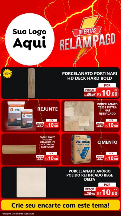 Modelo de TV para TV Vertical com o tema Ofertas Relâmpago para Pisos e revestimentos